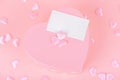 Pink heart shape gift box on a pink backround Royalty Free Stock Photo