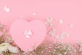 Pink heart shape gift box on a pink backround Royalty Free Stock Photo