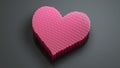 Pink Heart Shape made of pixels 3D render