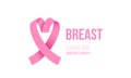 Breast cancer awareness month pink ribbon vector women solidarity symbol icon Royalty Free Stock Photo
