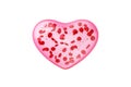 pink heart shape bubble balloon Inside hemoglobin red blood cells. Symbol for Valentine\'s Day and medical take care.