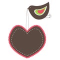 Pink Heart Shaped banners with bird. Royalty Free Stock Photo
