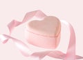 Pink heart shaped bath bomb with pink ribbon Royalty Free Stock Photo