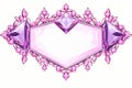 a pink heart shaped frame with crystals on it