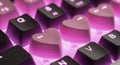 Pink heart shaped keyboard buttons closeup Royalty Free Stock Photo