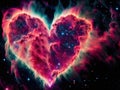 A pink heart shaped nebula in space. Royalty Free Stock Photo