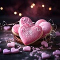 pink heart shaped sugar cookies for valentine's day Royalty Free Stock Photo