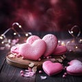 pink heart shaped sugar cookies for valentine's day Royalty Free Stock Photo