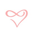 Pink Heart sign Infinity love forever logo Vector. Romantic symbol linked join, passion and wedding. Template for t Royalty Free Stock Photo