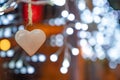 Pink heart , stone behind and bokeh of light is background Royalty Free Stock Photo