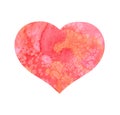 Pink heart for Valentine day with watercolor texture - splashes Royalty Free Stock Photo