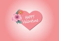 Pink heart vector with flower and text Happy Valentine Royalty Free Stock Photo