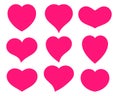 pink heart vector icon set with variant shapes.set for Valentine\'s day..