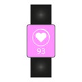 pink heart watch in modern style. Vector illustration.