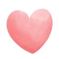 Pink heart in watercolor on white background