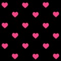 pink hearts on black ground seamless pattern background