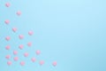 Pink hearts on blue background Royalty Free Stock Photo