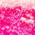 Pink Hearts Design On A Bokeh