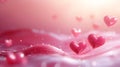 Pink Hearts Floating on a Soft Pink Wave Background Royalty Free Stock Photo