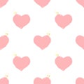 Pink hearts with a golden crown. Seamless pattern Royalty Free Stock Photo
