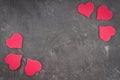 Pink hearts on a gray background. The symbol of the day of lover Royalty Free Stock Photo