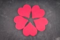 Pink hearts on a gray background. The symbol of the day of lovers. Valentine's Day. Concept February 14. Royalty Free Stock Photo
