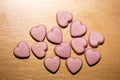 Pink hearts home made pills macro background fifty megapixels prints exstacy mdma Royalty Free Stock Photo