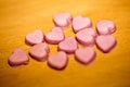 Pink hearts home made pills macro background fifty megapixels prints exstacy mdma Royalty Free Stock Photo