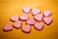 Pink hearts home made pills macro background fifty megapixels prints exstacy mdma Royalty Free Stock Photo