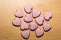 Pink hearts home made pills macro background fifty megapixels prints exstacy mdma Royalty Free Stock Photo