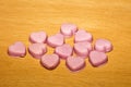 Pink hearts home made pills macro background fifty megapixels prints exstacy mdma Royalty Free Stock Photo