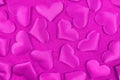 Pink hearts on pink velvet , Valentine Hearts on Abstract Background . Valentines day concept. Romantic background