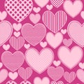 Pink hearts, vintage, love, romantic vector seamless pattern