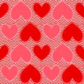 Pink hearts, vintage, love, romantic vector seamless pattern