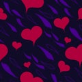 Pink hearts with violet leaves on a blue color Royalty Free Stock Photo