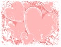 Pink Hearts White Grunge Background