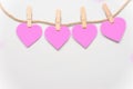 Pink Hearts are with wooden clamps