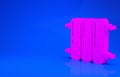 Pink Heating radiator icon isolated on blue background. Minimalism concept. 3d illustration. 3D render