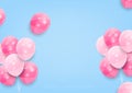 Pink helium balloon on blue background Royalty Free Stock Photo