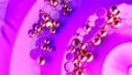 pink helix loop pattern with goldish and glassy balls - abstract 3D illustration Royalty Free Stock Photo