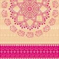 Pink henna elephant mandala background