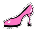 Pink high heel shoe sticker of 80s retro comic style Royalty Free Stock Photo