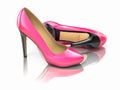 Pink high heels shoe. 3d