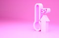 Pink High human body temperature or get fever icon isolated on pink background. Disease, cold, flu symptom. Minimalism