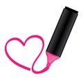 Pink highlighter with heart Royalty Free Stock Photo