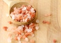 Pink Himalayan Rock Salt in Wooden Spoon Royalty Free Stock Photo