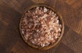 Himalayan Sea Salt on Wooden Butcher Block Royalty Free Stock Photo