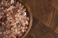 Himalayan Sea Salt on Wooden Butcher Block Royalty Free Stock Photo