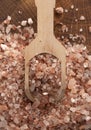 Himalayan Sea Salt on Wooden Butcher Block Royalty Free Stock Photo