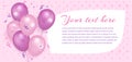 Pink holiday background with ballons. Template for banner or flyer design with free space for text. Vector illustration Royalty Free Stock Photo